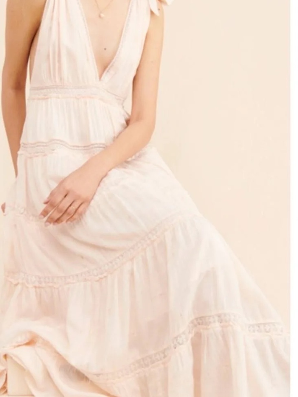 Free People Soft Blush Tie-Shoulder V-Neck Maxi Dress - Picture 3 of 16